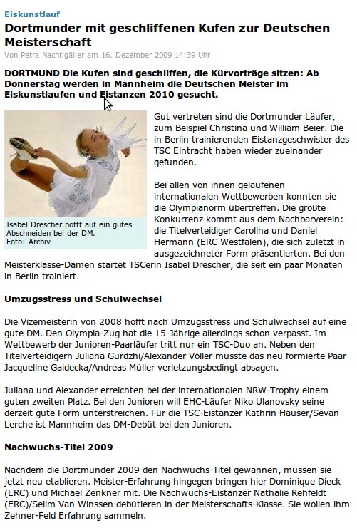 Ruhrnachrichten vom 17.12.09